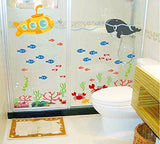 DNVEN 54.3 x 35.0 inches Vinyl Wall Decals Tropical Fish Coral Underwater Removable Decor for Bedrooms, Kids Rooms, Nursery