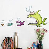 Cartoon Big Fish Eat Small Fish Wall Stickers Home Decor Living Room Bedroom DIY Art Mural Removable Wall Sticker size 50x70 xh6225