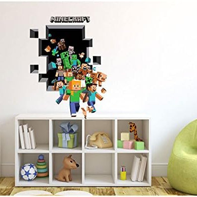 Gaming 3D Poster "Friends Breaking Through" Wall Sticker for Kid Room Decoration Mural Mine Craft Vinyl House Sticker Bedroom Decor size 50x60 aw6006
