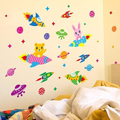 Spaceship Fish Paste PVC Transparent Wall Sticker size 30x40 xl3046