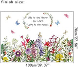 Aht94013 Garden Flowers Wall Decals Inspirational Quote Floral Wall Stickers Botanical Wall Art Living Room Bedroom Office