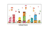 Wallpark Bunt Stadt Haus Gebäude Niedlich Bär Löwe Giraffe Affe Heißluft-Ballon Abnehmbare Wandsticker Wandtattoo, Kinder Kids Baby Hause Zimmer Kinderzimmer DIY Dekorativ Kunst Wandaufkleber