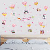 XL8249 Wall Sticker,YaBuy Romantic Hearts & Photo Frame Wall Sticker Removable Cute Pink Art Decal Room Decoration Reusable Wallpaper Photo Wall Sticker