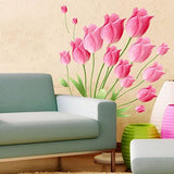 Ay601B Top of top store Heart Shaped Flower Butterfly Wall Stickers Home Decor PVC Art Mural for Baby Kids Girls Bedroom Kitchen Posters Pink Tulip Flowers