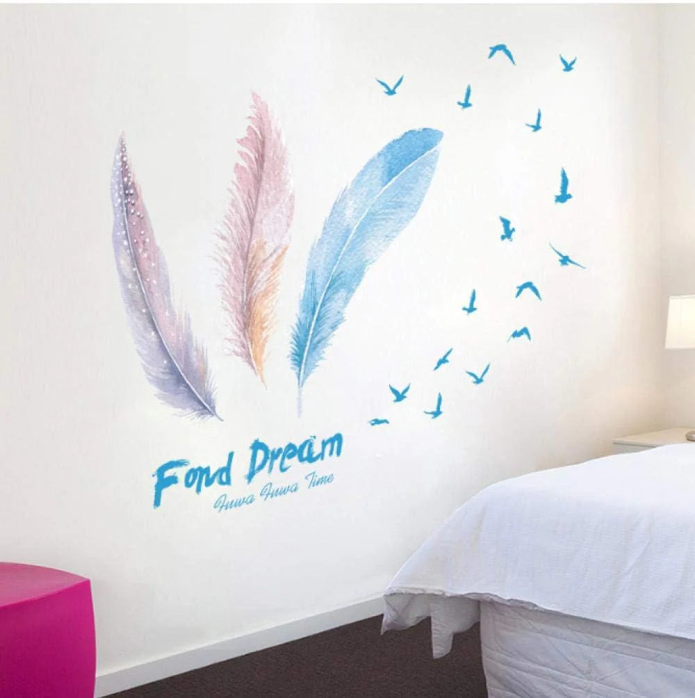 Wall Stickers Murals Living Room Bedroom Home Decoration Wall Sticker Feather Modern Wall Decals Poster Wallpaper size 50x70 xls7215
