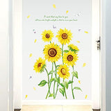 Sunflower Wall Stickers Butterfly Decals Removable Yellow Flower Butterflies Wallpaper Decor DIY Art Mural for Kids Room Bedroom Nursery Home Decoration size 50x70 ht94002