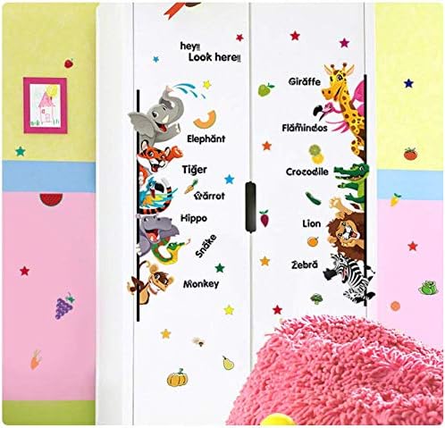 Cartoon Animal English Children's Door Kindergarten Decoration Fun Wall Stickers Sk7042