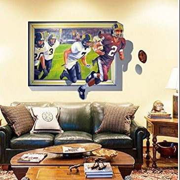 Winahppyhome 3D Fake Window Rugby Sports Wall Stickers for Bedroom Living Room Background Wallpaper Removable Home Decor Decals size 70x100 ay8010xl