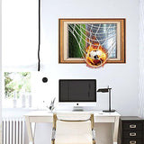 DNVEN 23 inches x 17 inches Soccer Football on Fire Break Out of The Net Fire Ball PVC Removable Wall Art Sticker Decal DIY Room Kid Boy Room Playroom Decals Stickers size 45x60 sk6062