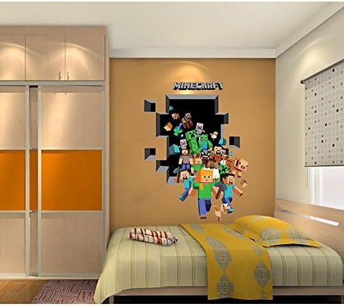 Gaming 3D Poster "Friends Breaking Through" Wall Sticker for Kid Room Decoration Mural Mine Craft Vinyl House Sticker Bedroom Decor size 50x60 aw6006