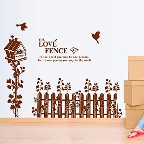 TYLOLMZ Brown Love Fence Birdcage Wall Sticker DM690036