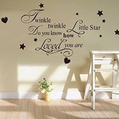 Dailinming PVC Wall Stickers English Twinkle Star Hearts Living Room Bedroom Children's Room Nursery waterproofWallpaper biack size 40x45 cm dz004