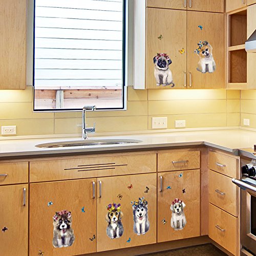 Wall Art Taichung Store In Stock Seamless Design Wall Stickers, Waterproof Stickers, Wallpaper Decoration, Won't Damage Walls, Cute Dog, Husky, Pug Paintings size 50x70 sk7137