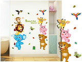 Xl8207 Hallobo® Wall Tattoo Baby Family Family Children's Zoo Monkey Elephant Giraffe Bear Parrot Hippo Wall Stickers