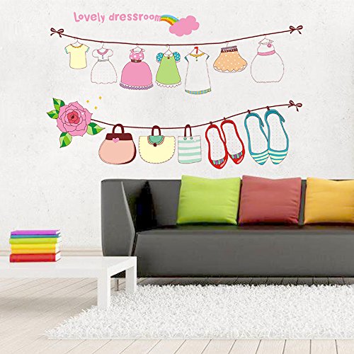 Mr.S Shop Living Room Sofa Bedroom Background Decorative Wall Stickers Creative Clothesline Beautiful Women Sticker size 50x70 xls7103