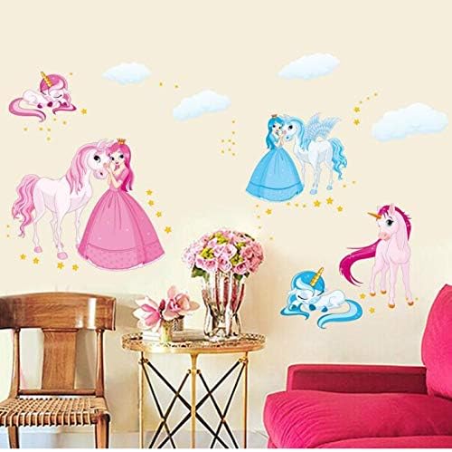 Cartoon Princess and Unicorn Wall Decals NC5070