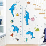 Kids room dolphin height measure wall stickers removable cartoon nursery wall decals waterproof bathroom wall decals size 50x70 Xl8368