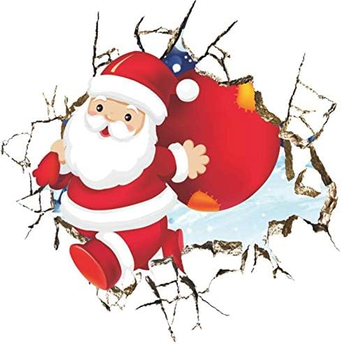 NC1370       Wall Stickers for Room Decor Cartoon Breaking Santa Claus Mural Art Home Decals Posters Kids Bedroom Xmas Decorations
