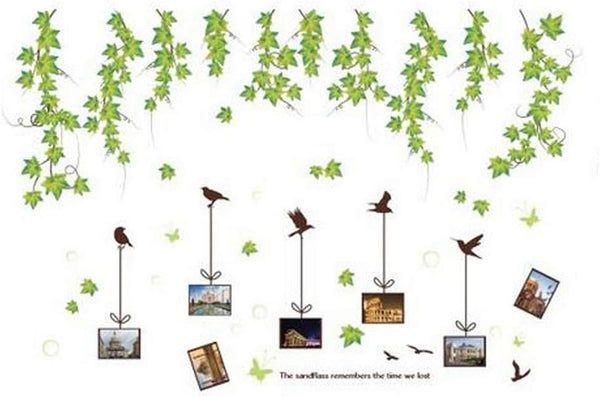 BEST OF BEST Leaves Bird Photo Frame Wall Sticker Home Decal Removable PVC Murals Wallpaper Girls Boys Kids Baby Nursery Bedroom Living Room Bathroom Kitchen Window Playroom Decor