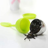 Silicone Tea Infuser -  Stainless Steel Strainer Drip Tray Included  (random color)