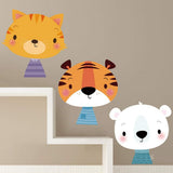 Nursery Wall Décor,Cartoon Animal Tiger Cat Dog Combination Wall Sticker Bedroom Living Room Cabinet Self-Adhesion Decorative Stickers,Wall Stickers for Kids,Kids' Baby Wall Stickers size 50x70 ay70733