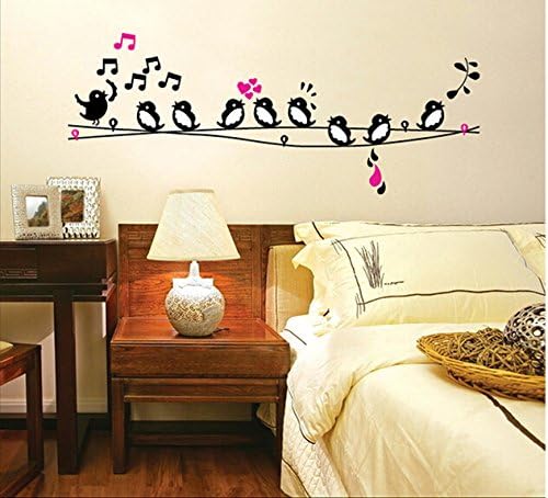 love Birds Music Wall Sticker House Wall Sticker Removable Living Room Wallpaper Bedroom Kitchen Art Painting Sticks  size 50x70 dm570024