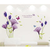 Cute 3D Purple Flowers Wall Sticker Art Mural Decal for Living Room Kitchen Desk Background size 70x50 xls7113