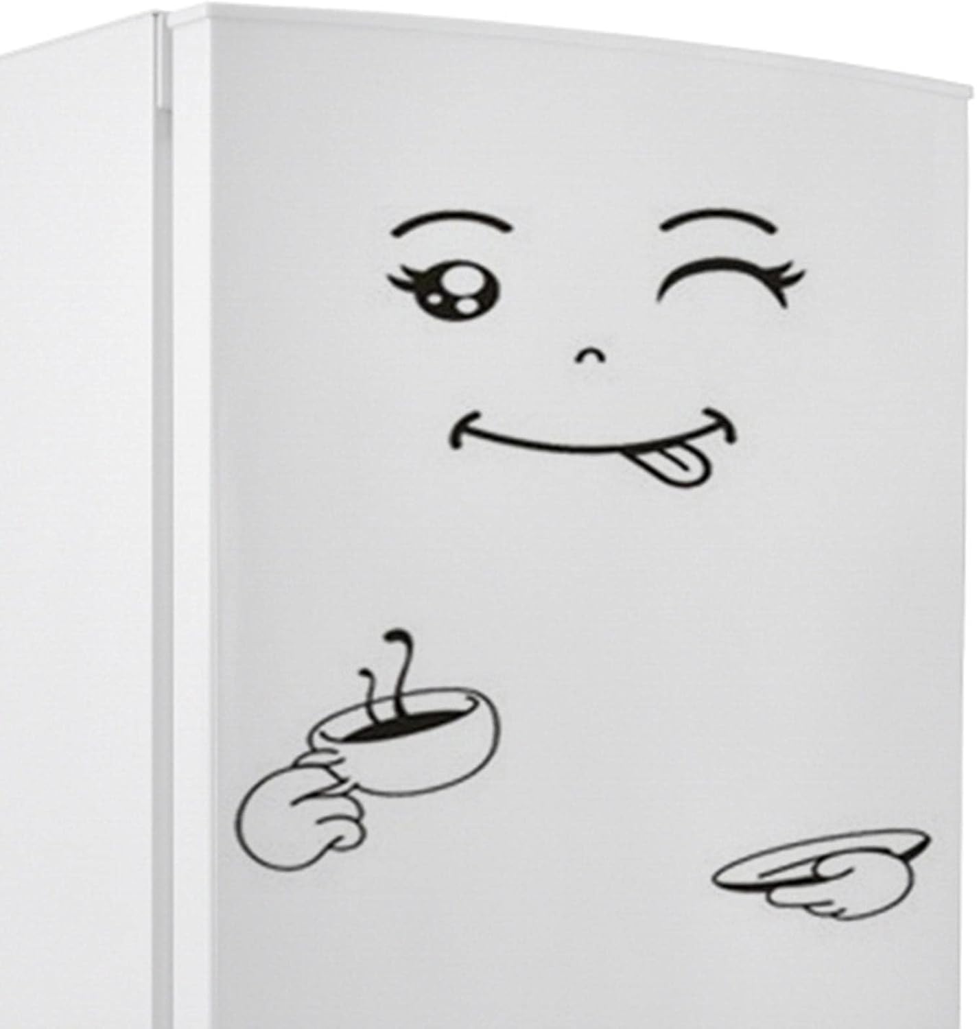 Cute Fridge Wall Sticker, Sunglasses Smile Fridge Sticker, Cute Sticker Fridge Happy Delicious Face Kitchen Fridge Wall Refrigerator Pvc Stickers Art Wall Decal Home Decor size 3x60 dz0250