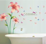 Wall Stickers Lily Pink Red Tulip Floral Flower Home Decor Lobby All Room Decal Removable  size 60x90 ay9274