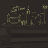 WALLSTICKER LONDON THE CITY GLOW IN THE DARK BRIDGE ABQ9603