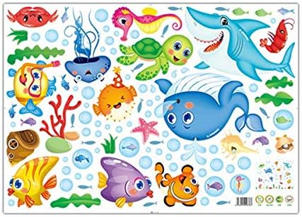 Undersea World Fish Removable Waterproof Wall Sticker For Kids Nursery Baby Room size 50x70 xls7206