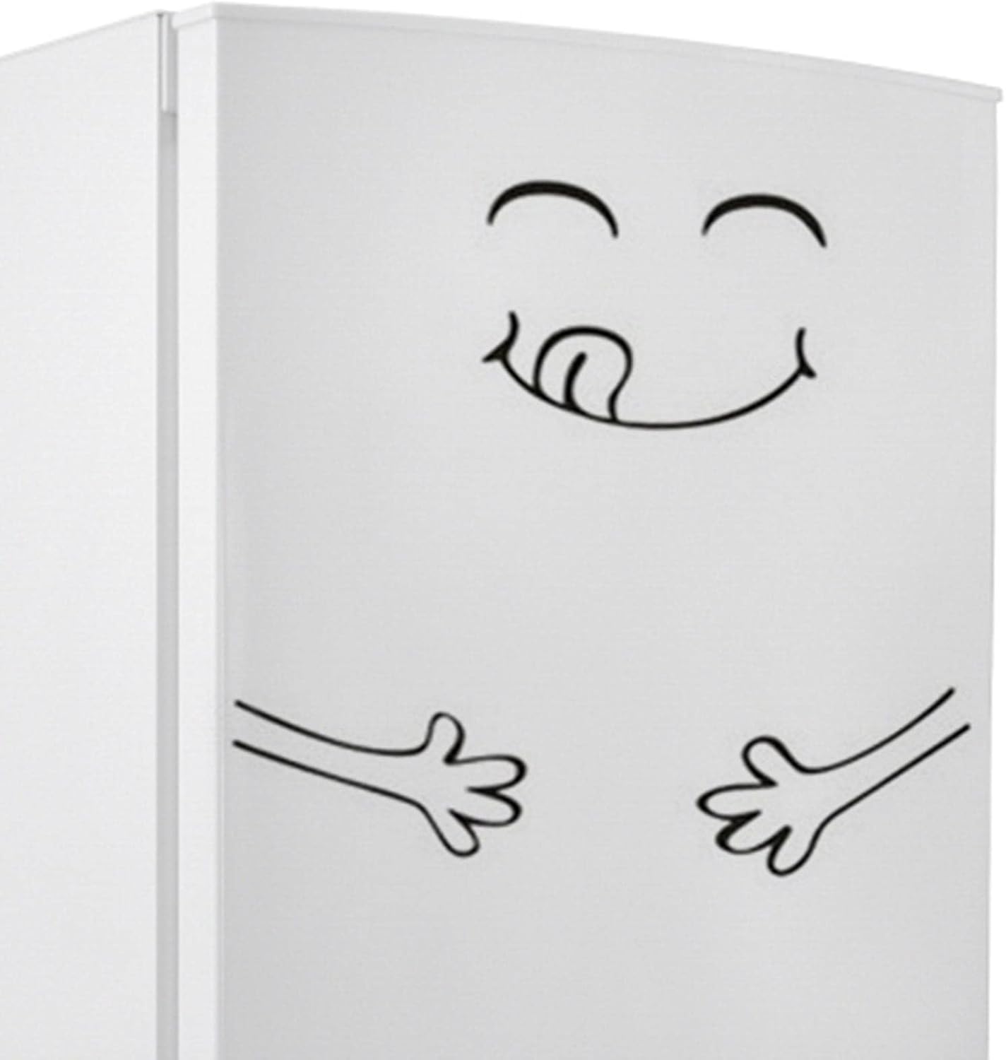 Refrigerator Smile Sticker - Cartoon Small Fridge Sticker - Cute Sticker Fridge Happy Delicious Face Removable Kitchen Fridge Wall Stickers Art Cute Smile Wall Stickers Refrigerator size 15x60 dz026