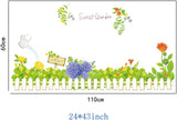 Sweet Garden Green Grass Flowers Wall Decal Home Sticker Paper Removable Living Dinning Room Bedroom Kitchen Art Picture Murals DIY Stick Girls Boys kids Nursery Baby Playroom Decoration size 50x70 ay7222