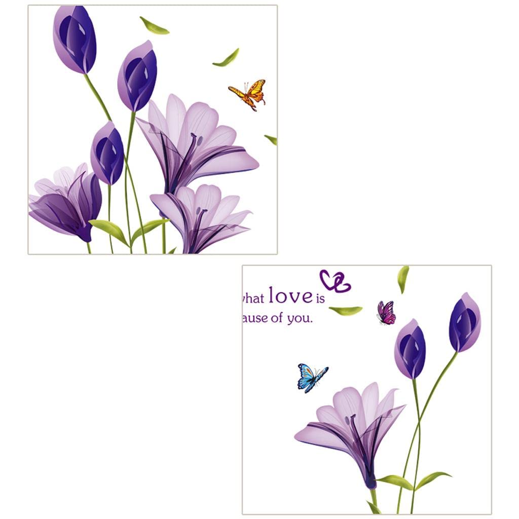 Cute 3D Purple Flowers Wall Sticker Art Mural Decal for Living Room Kitchen Desk Background size 70x50 xls7113