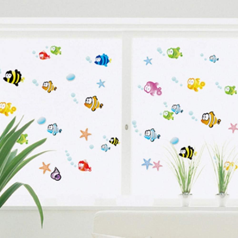 Bathroom Cartoon Wall Sticker Smudged Seaworld Swimming Pool Background Waterproof PVC Wall Sticker Am804 Halibut