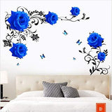 Mural Rose Vine Blue Large Lotus Wall Sticker Flower Room Decoration Aesthetic For Teens Living Room Tv Wall Bedroom Home Office Wallstickers   Gs8823a Size: 60x90cm
