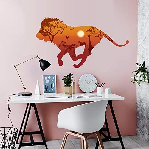Africa Running Lion Giraffe Zebra Silhouette Animal 3D Wall Stickers Creative Decals for Living Room Kids Wall Decor Poster size60x90 hm92006a