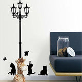 Generic PVC Cat Print Home Living Room Self Adhesive Wall Sticker 70 x 50cm Black White