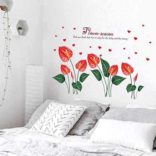 Anthurium Flower Wall Sticker DIY Bedroom Bedside Artistic Background Wall Decor Wall Decals Home Decor