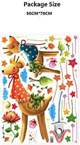 Sticker mural rêve couple cerf classe maternelle dessin animé canapé fond mur chambre des enfants size 50x70 xls7191
