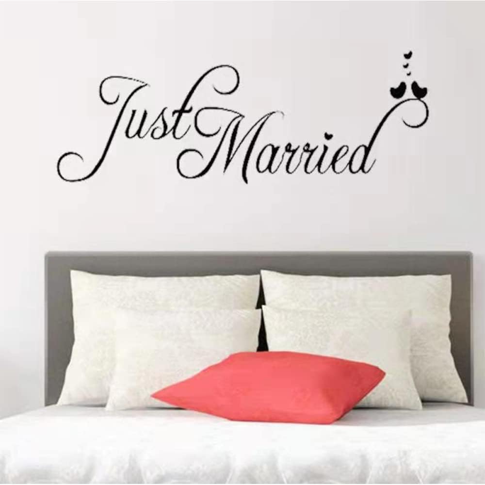 Just Married Car Decals Just Married Window Stickers Window Cling'(Black) size 30x60 dzr2025