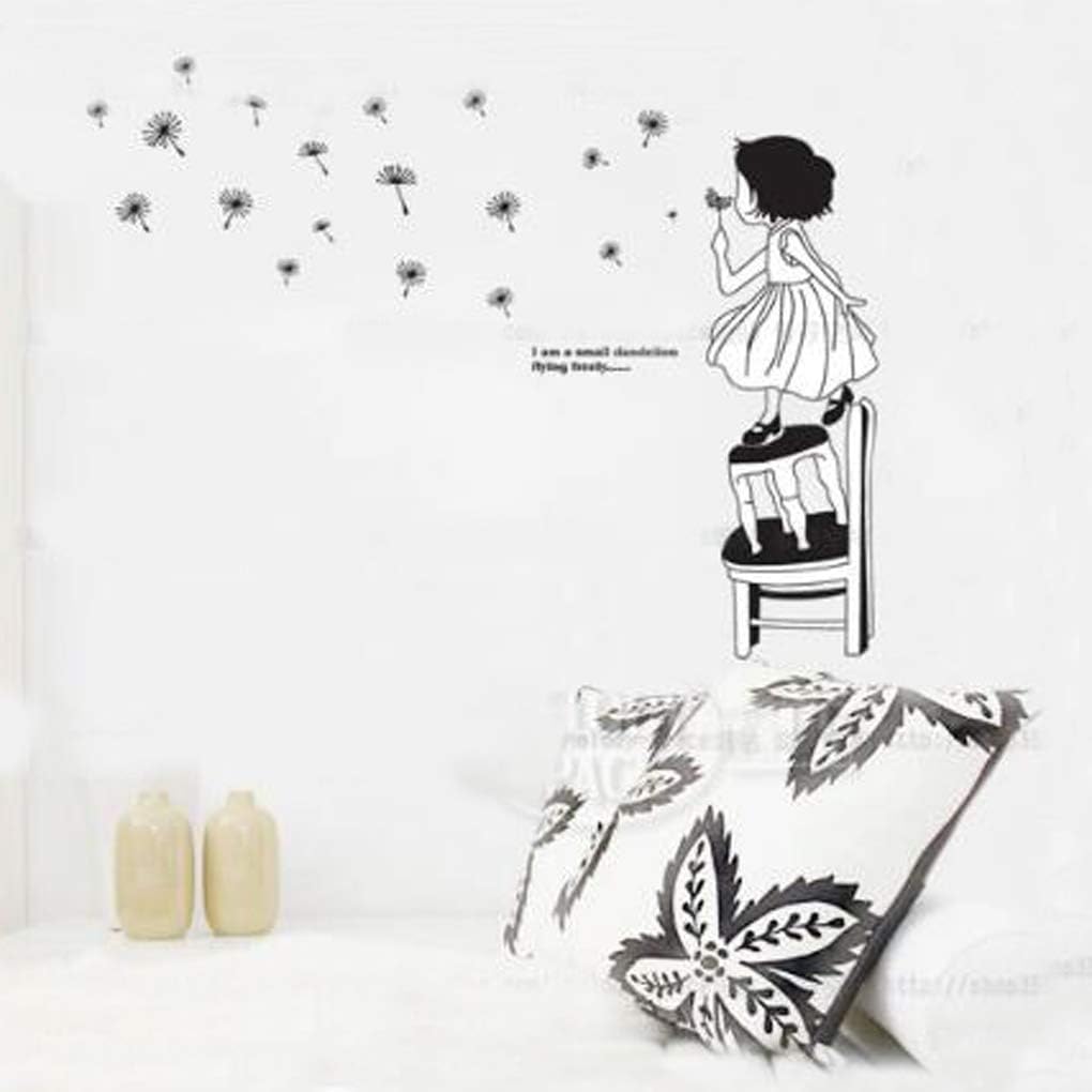 Xys8045 Creative Wall Stickers Removable Wall Decals Home Decor PVC Art Mural Baby Boys Girls Kids Bedroom Kitchen Room Decoration Wall Sticker (A Girl is Blowing Dandelion)