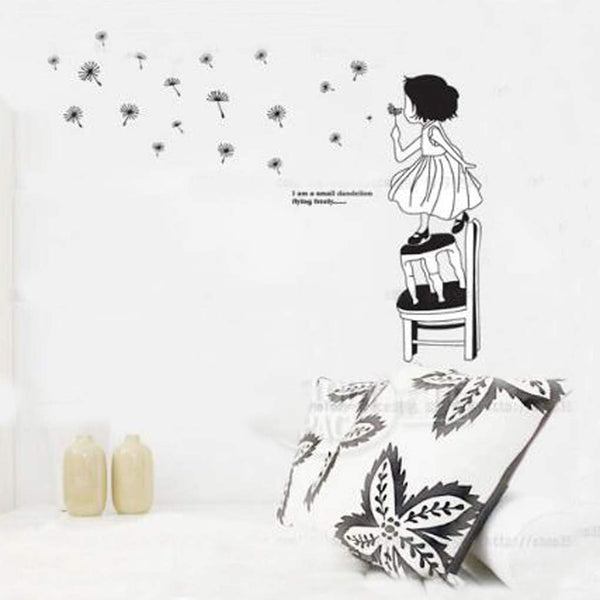 Xys8045 Creative Wall Stickers Removable Wall Decals Home Decor PVC Art Mural Baby Boys Girls Kids Bedroom Kitchen Room Decoration Wall Sticker (A Girl is Blowing Dandelion)