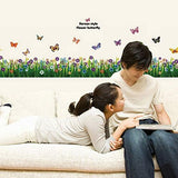 Amazingdeal365 Butterfly Grass Flower Stickers Removable DIY Vinyl Quote Wall Stickers for Nursery Nursery School Size:Approx.163cm x 50cm