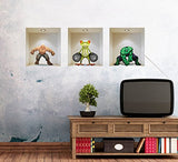 F63D 325 * 295mm Decoration 3D Wall Mural Room Cartoon PVC 3D Mural z-005 3 pieces