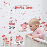 Eva Luvgreen Wallsticker Cat/ Cat Happy Day Pink Size L Wall Sticker/ Wall Sticker/ Wallpaper Sticker/ Wall Paper Sticker/ Wall Sticker/ Wall Sticker/ Bedroom Wall Sticker/ Living Room Wall Sticker size 50x70 xls7097