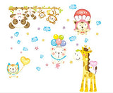 Happy Day Animals Baby Safari Hanging Bears and Monkeys Wall Decals Blue Coulds Heart Ballon Removable Toddlers Room  size 60x90 ay9182