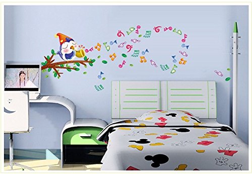 Jaamso Royals CM Music Bird Cartoon Wall Sticker size 50x70 ay645