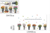 Q-T Sticker Potted Plant Living Room Bedroom Background Wall Plant Flower Wallpaper (Color size 50x70 sk7106