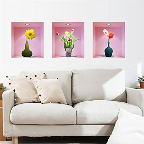 Kay Lala Trick Art Wall Sticker Flower Vase Sunflower Tulip Nordic Modern Cute Wallpaper Sticke  size30x33 z-003  r